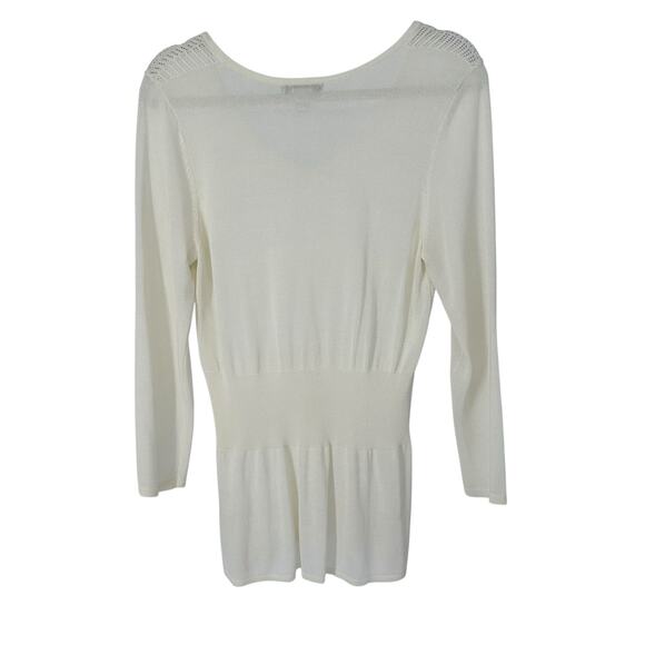 Alberto Makali Ivory Knit Peplum Sweater Top Size L - Picture 2 of 7